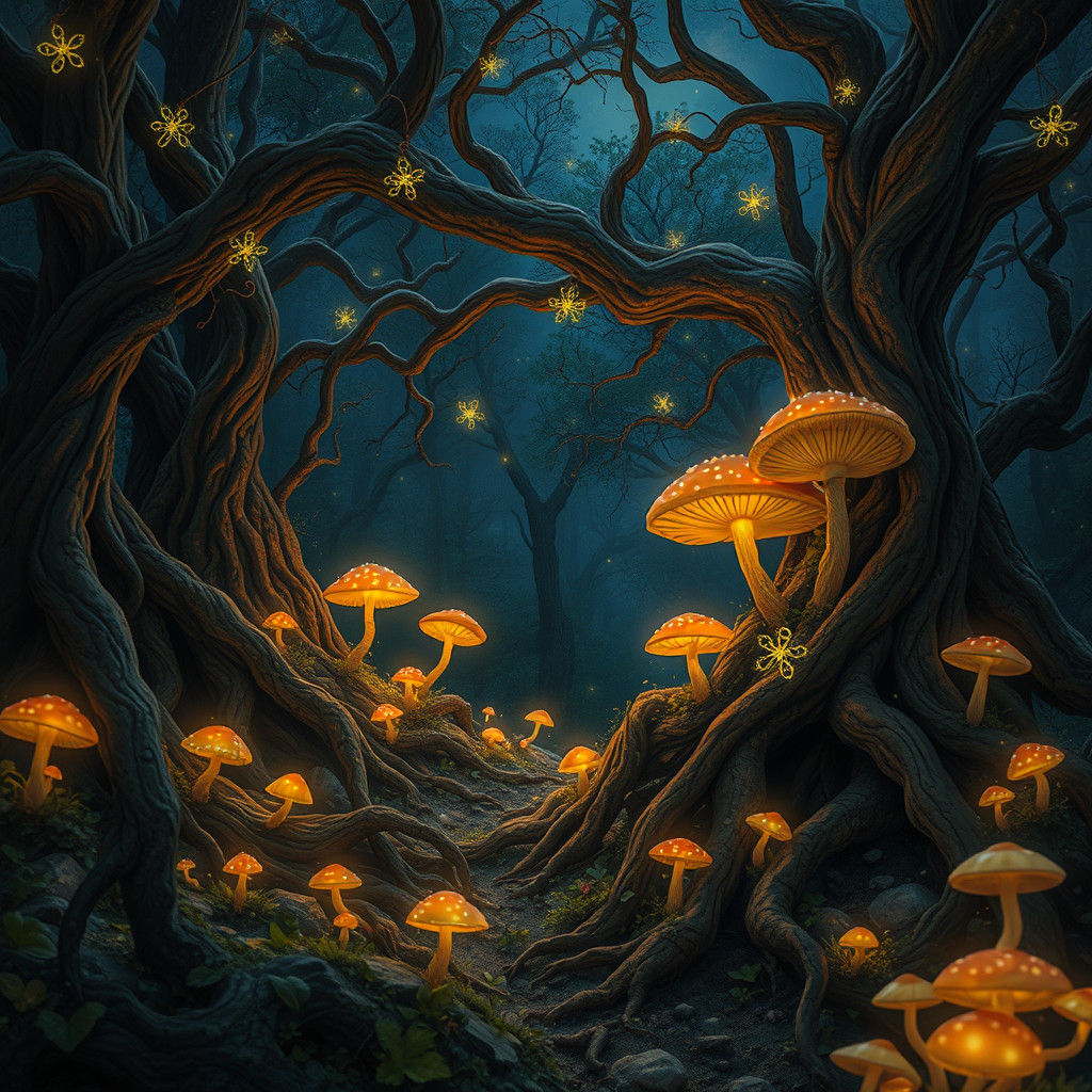 Enchanted Forest Night: A Matte Painting Dreamscape