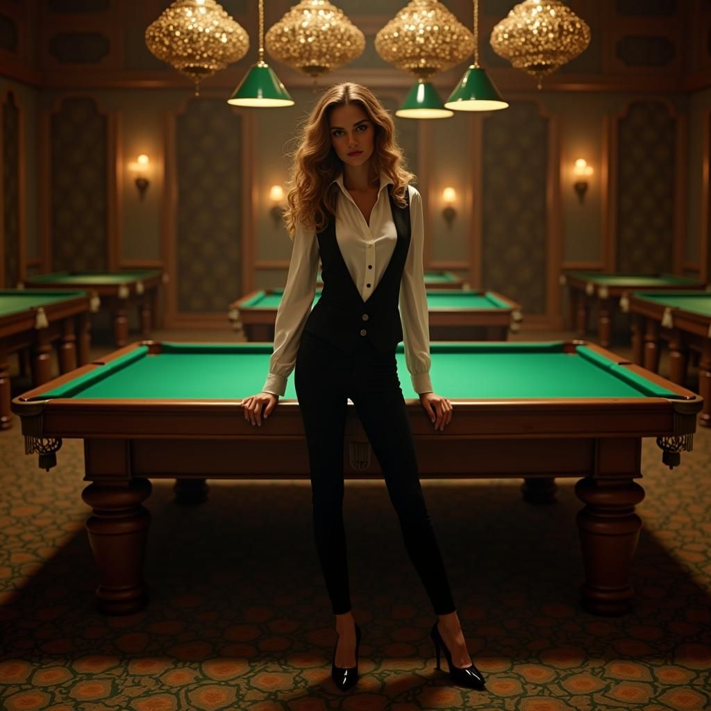 Elegant Billiard Player in Art Nouveau Style