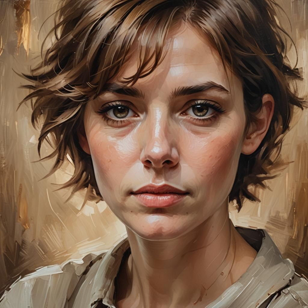 Pensive Brunette Portrait in Oils with Chiaroscuro