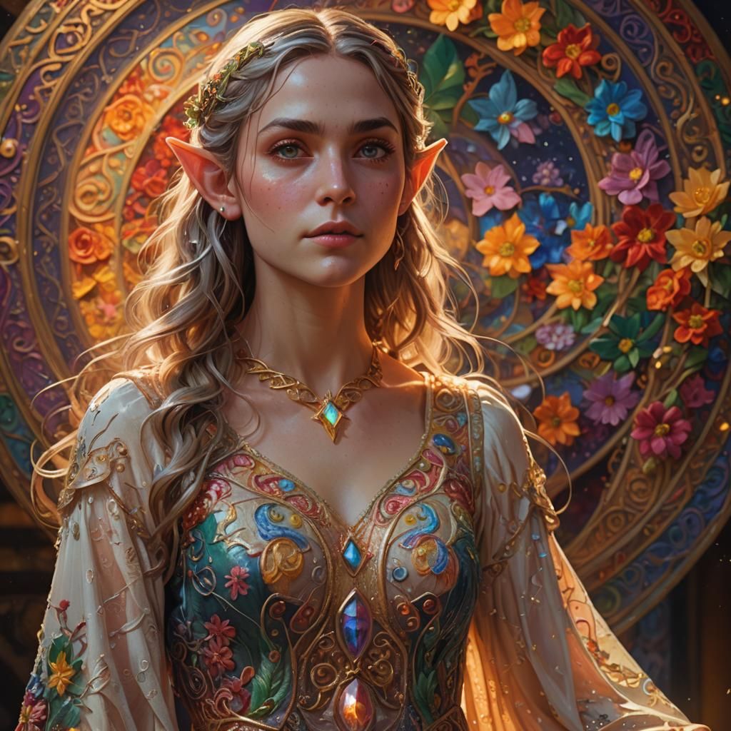 Elf Princess Portrait in Art Nouveau Style