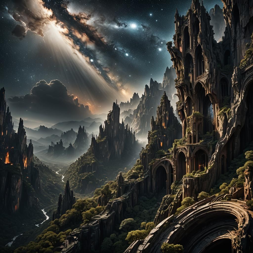 Across the Celestial Veil: Hyperrealistic HDR Image