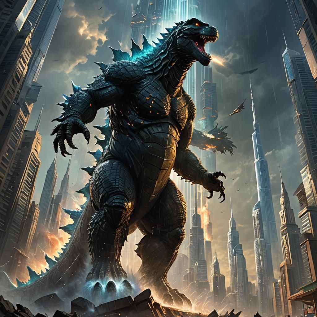 Godzilla Attacks Burj Khalifa: Cinematic Concept Art