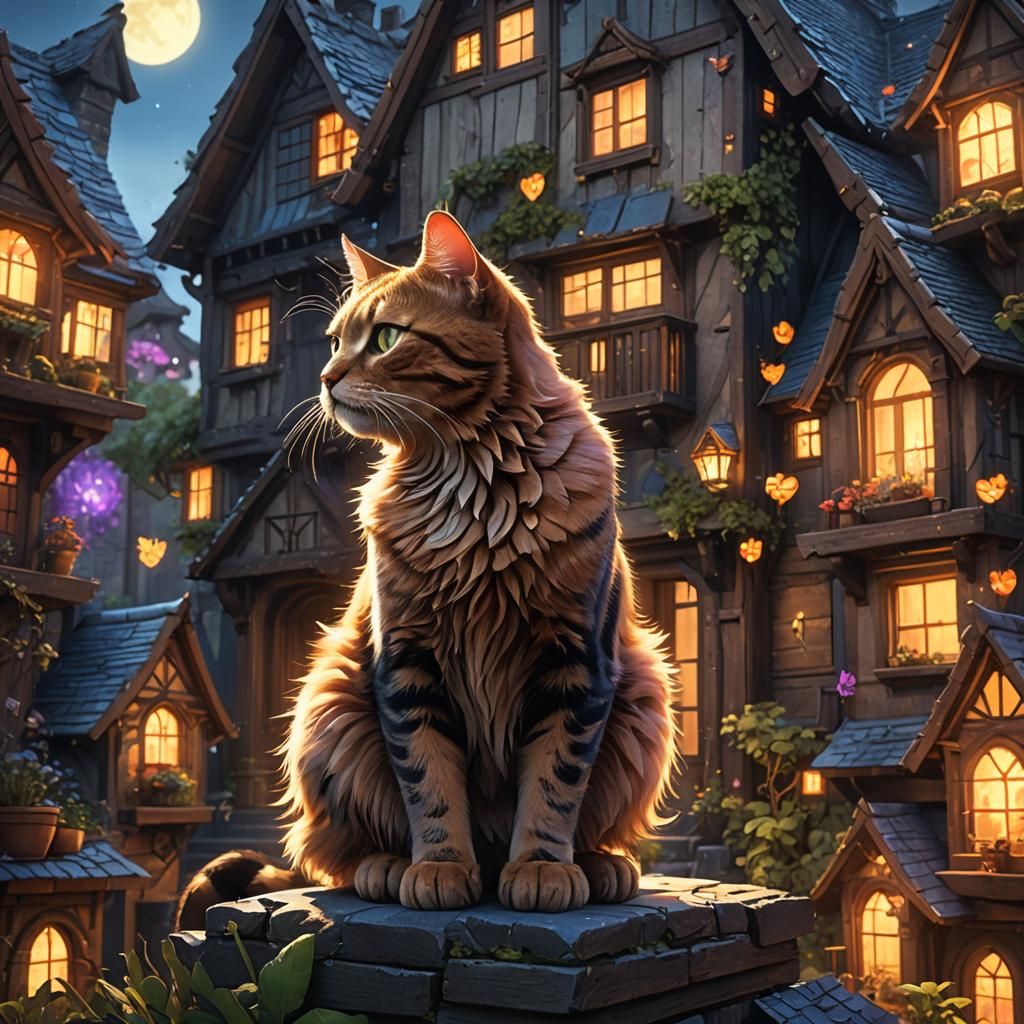 Glowing Cat Declares Love to House Cat