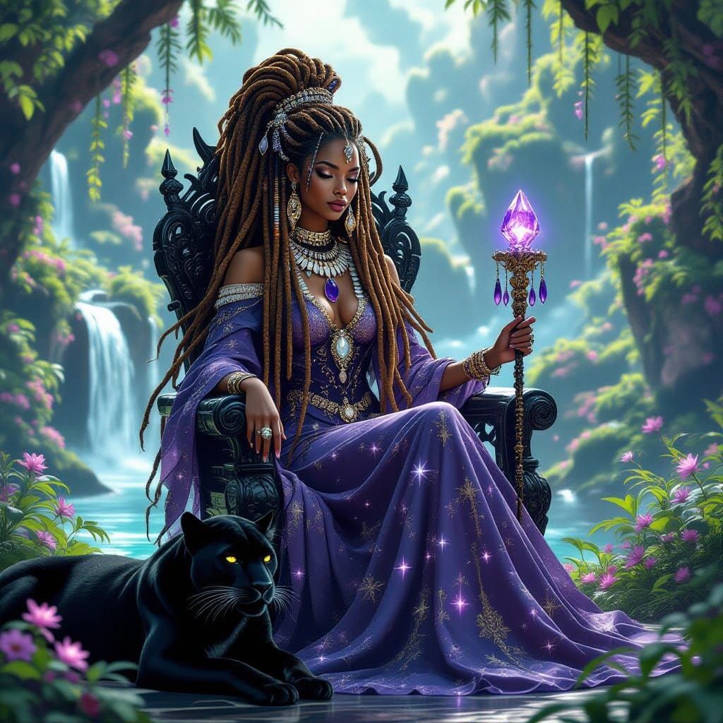 Amethyst Goddess in Afrofuturist Splendor