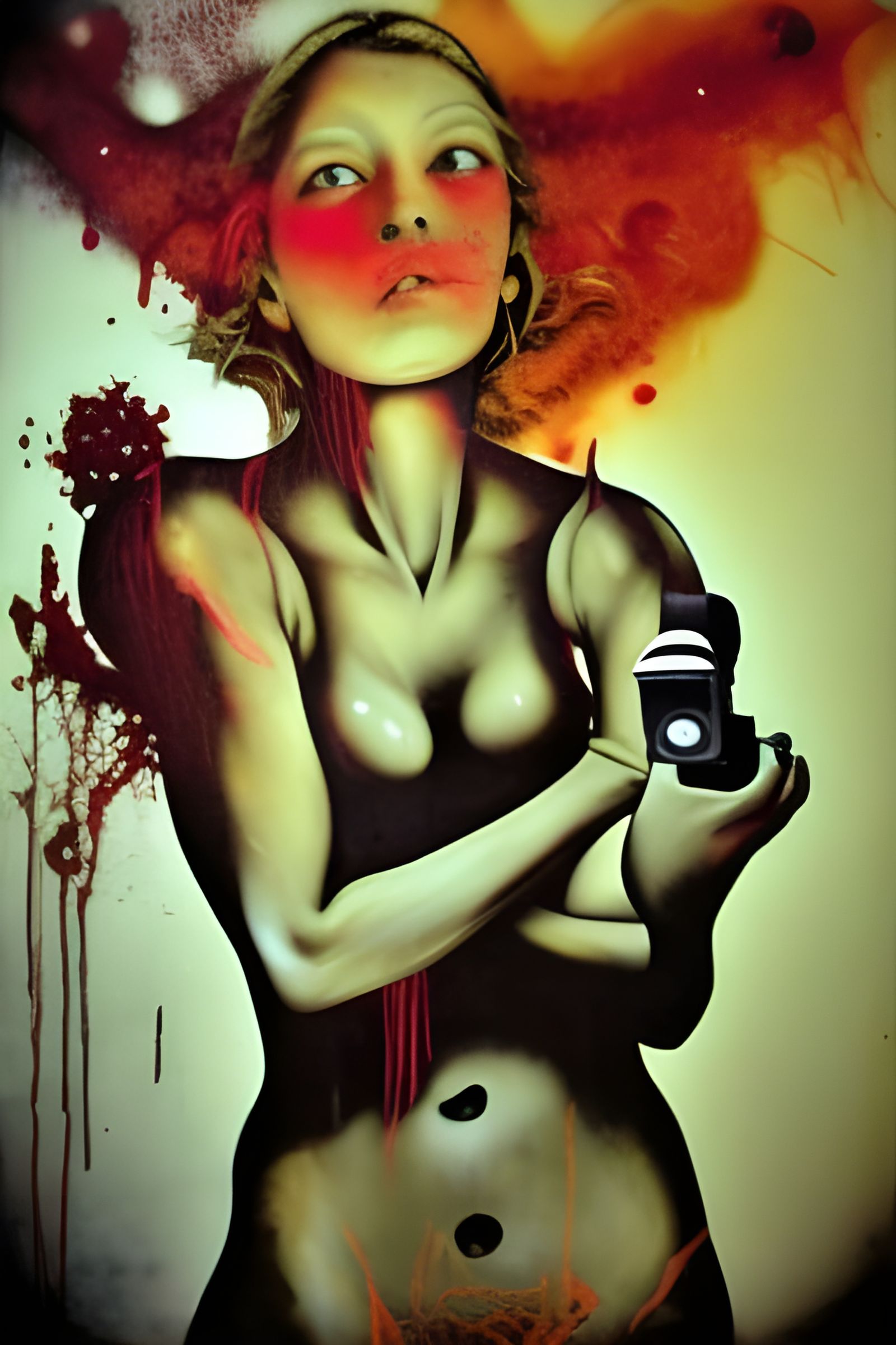 Girl With Camera in Graffiti Street Art Collage