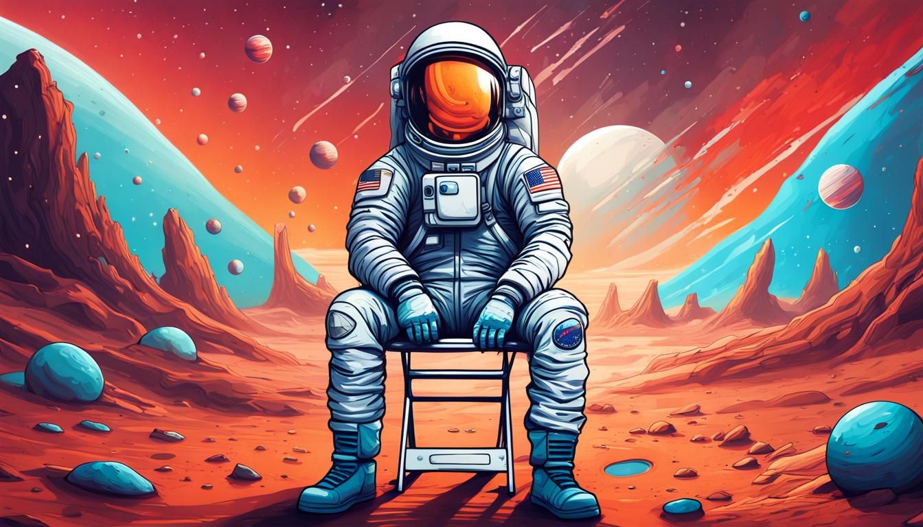 Astronaut on Mars in Graffiti Splash Art Style