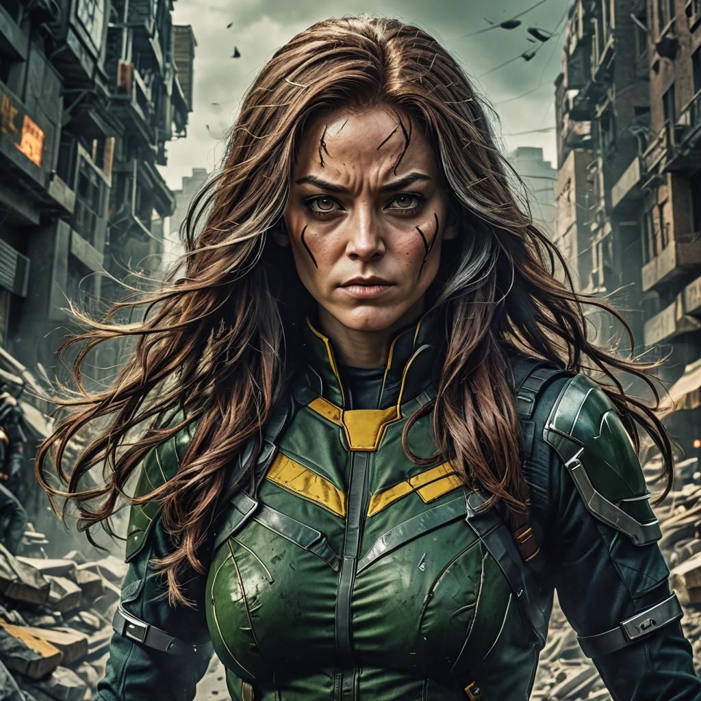 Hyperrealistic X-Men Rogue in Cinematic Style