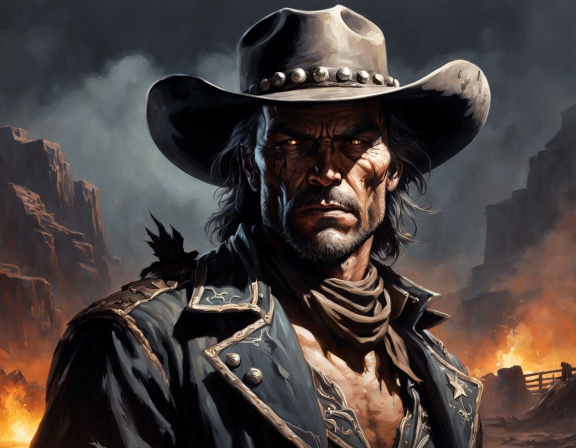 Undead Cowboy in Epic Battlefield Portrait