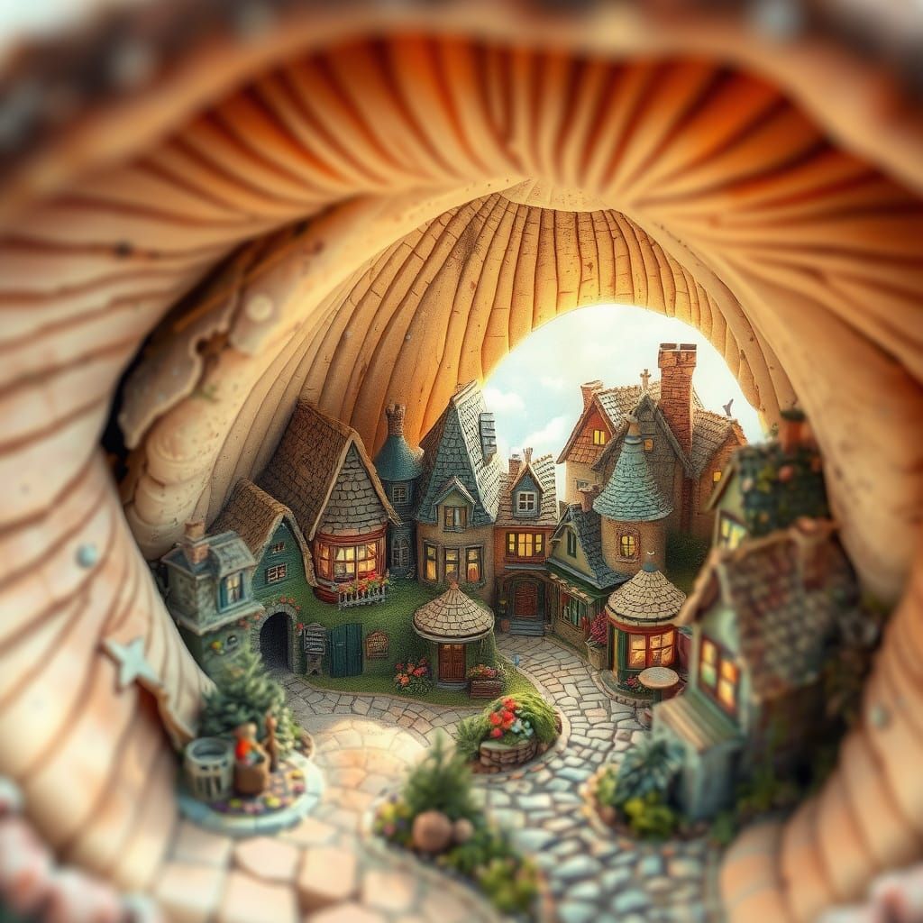 Mushroom Village: A Whimsical Watercolor Fantasy