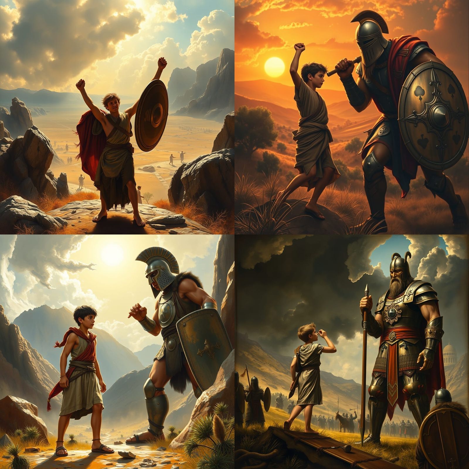 The Epic Battle of David and Goliath in a Vibrant Artistic S...