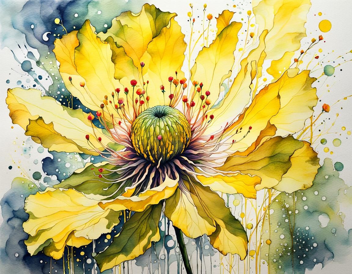 Luminous Flower Blossoms in Silk Painting Style