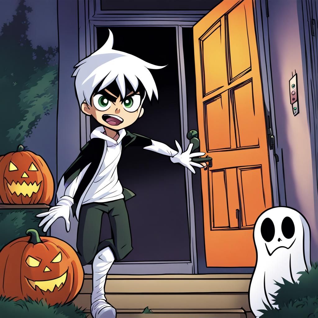Danny Phantom Trick-or-Treating in Anime Style