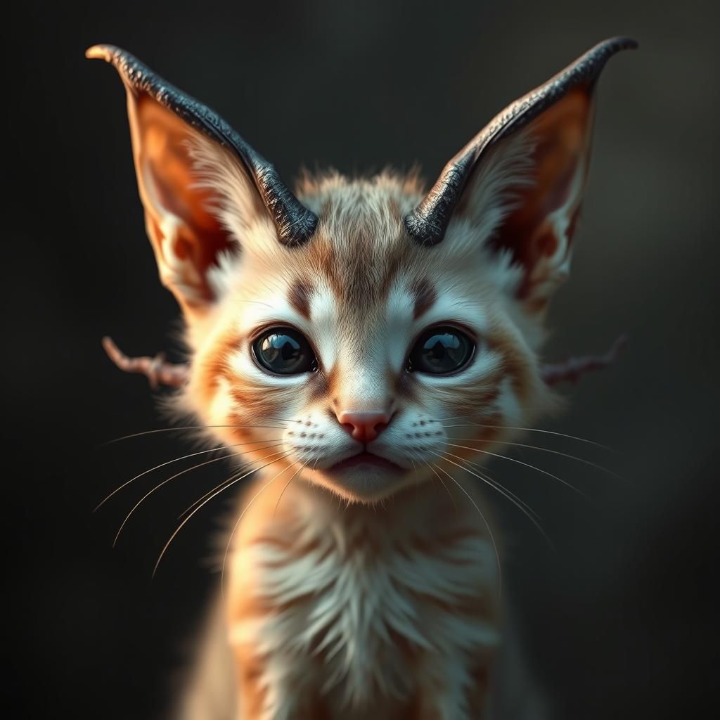 Mystical Cat-Demon Hybrid in Dreamlike Digital Art