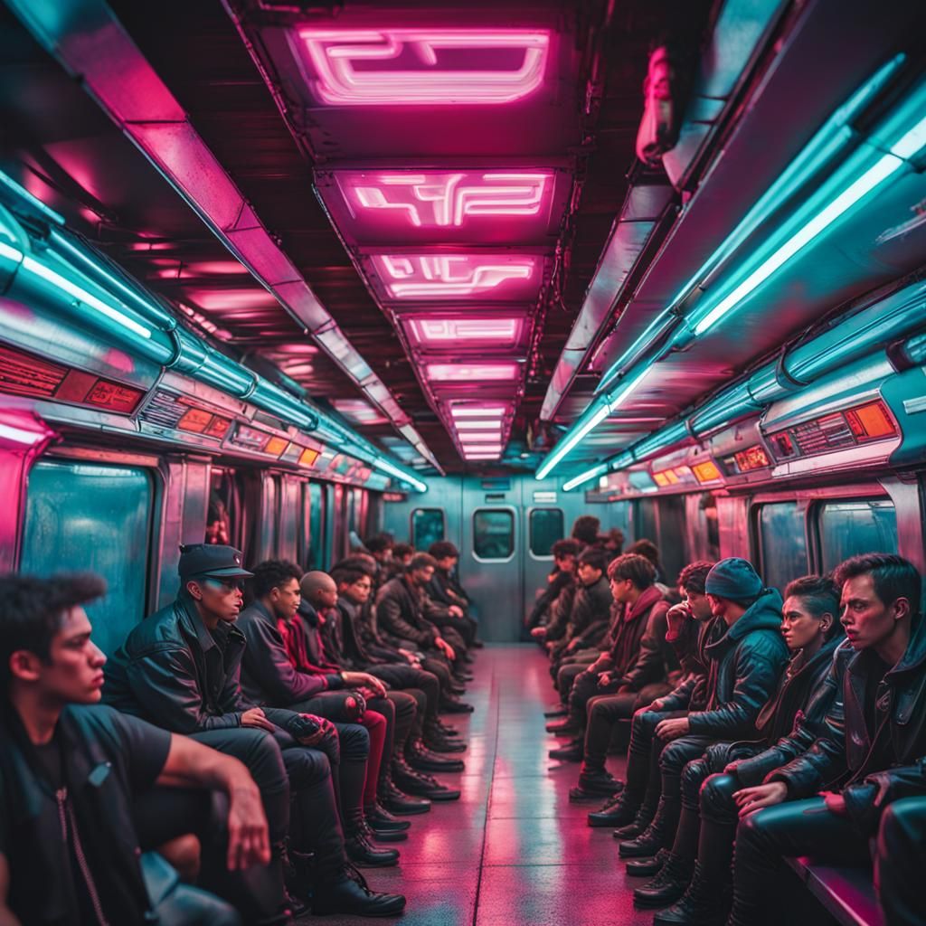 Cyberpunk Subway Dystopia in Neon Style