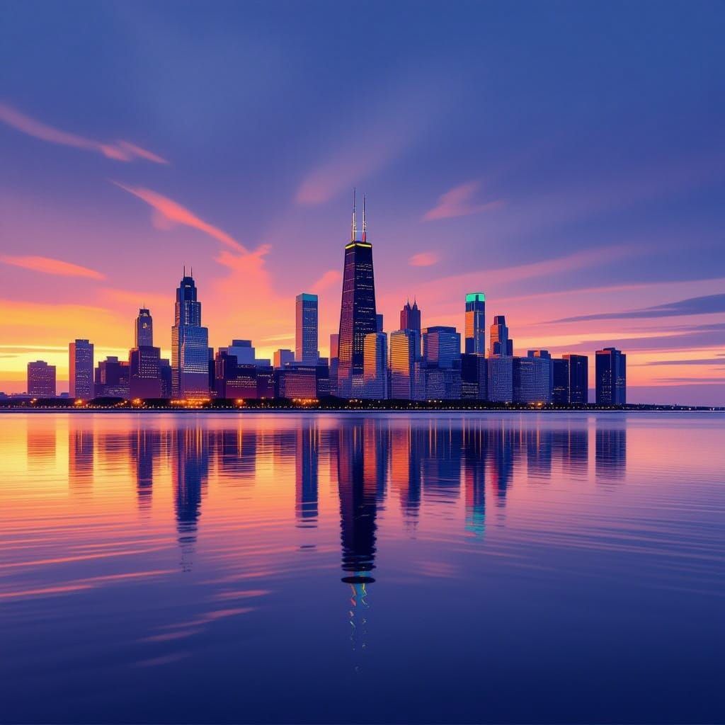 Chicago Skyline at Dusk: A Digital Matte Painting