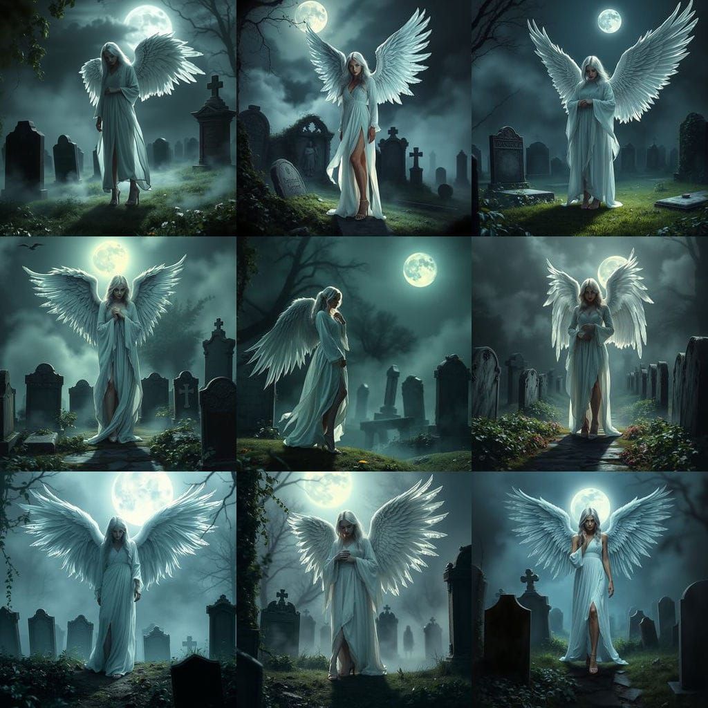 Angel in Dark Fantasy Graveyard