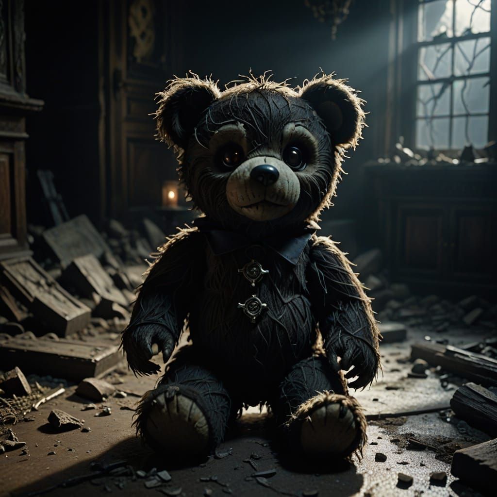 Decomposing Furry Vampire Teddy Bear in Gothic Abandon