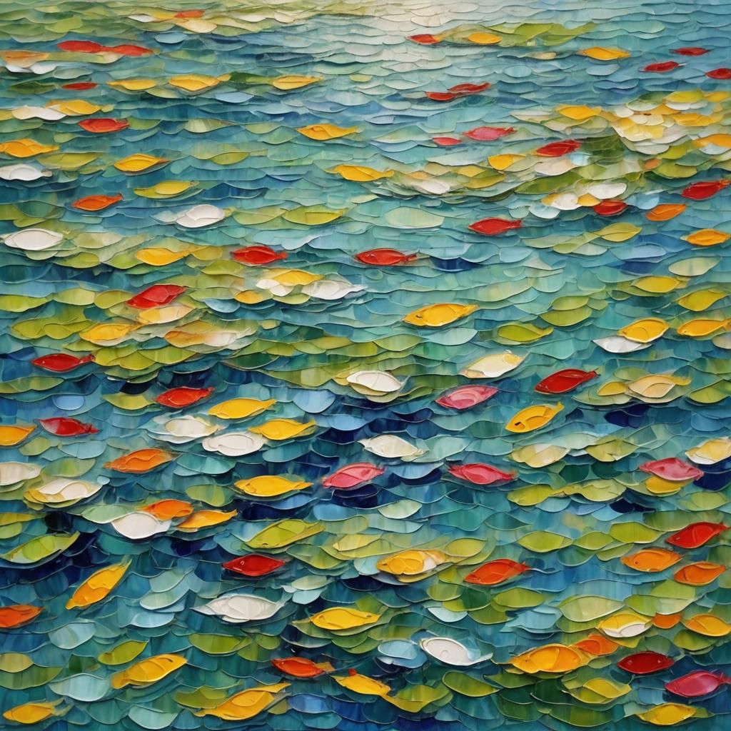 Colorful Open Water Painting in Expressionist Style