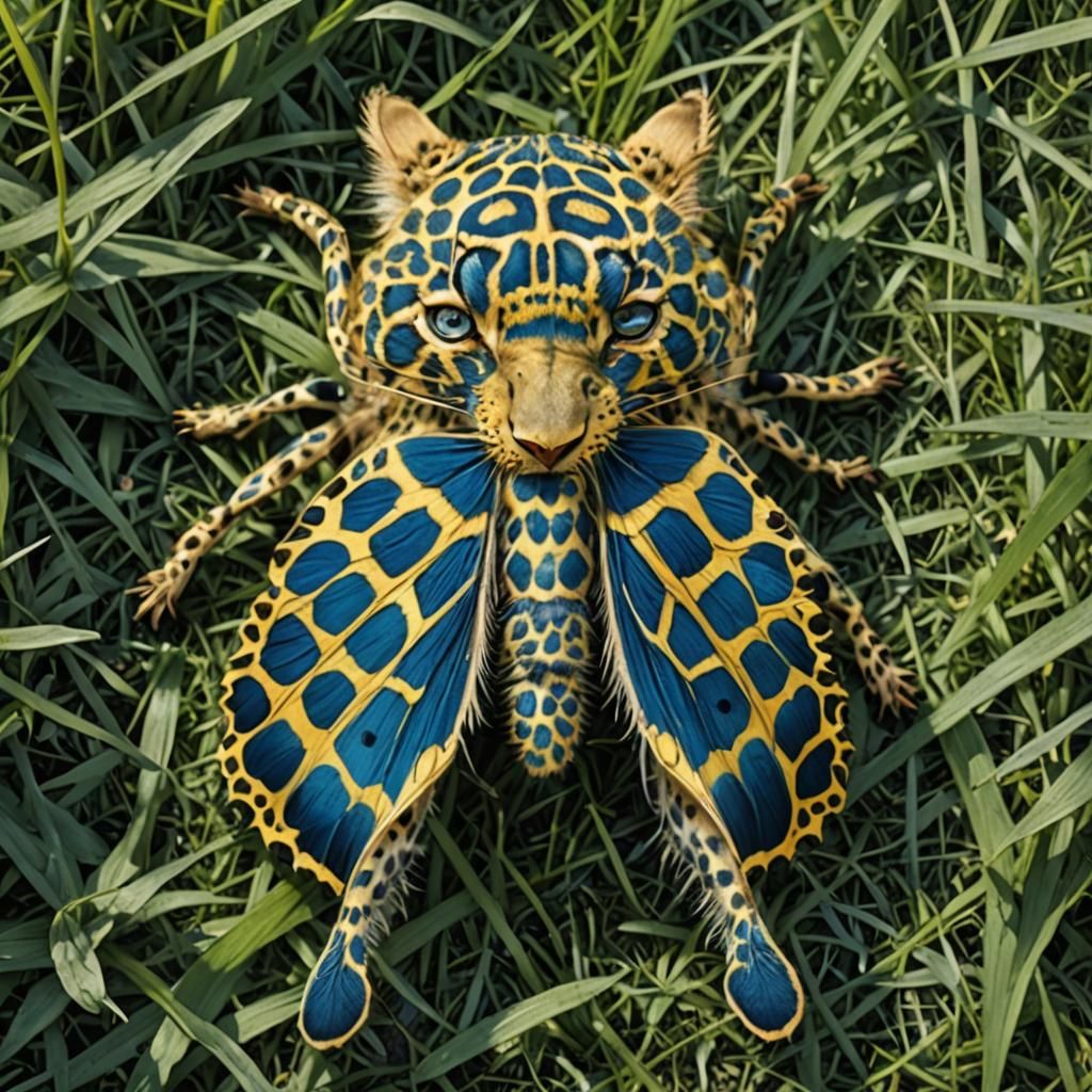 Fantastical Gold and Blue Leopard Moth