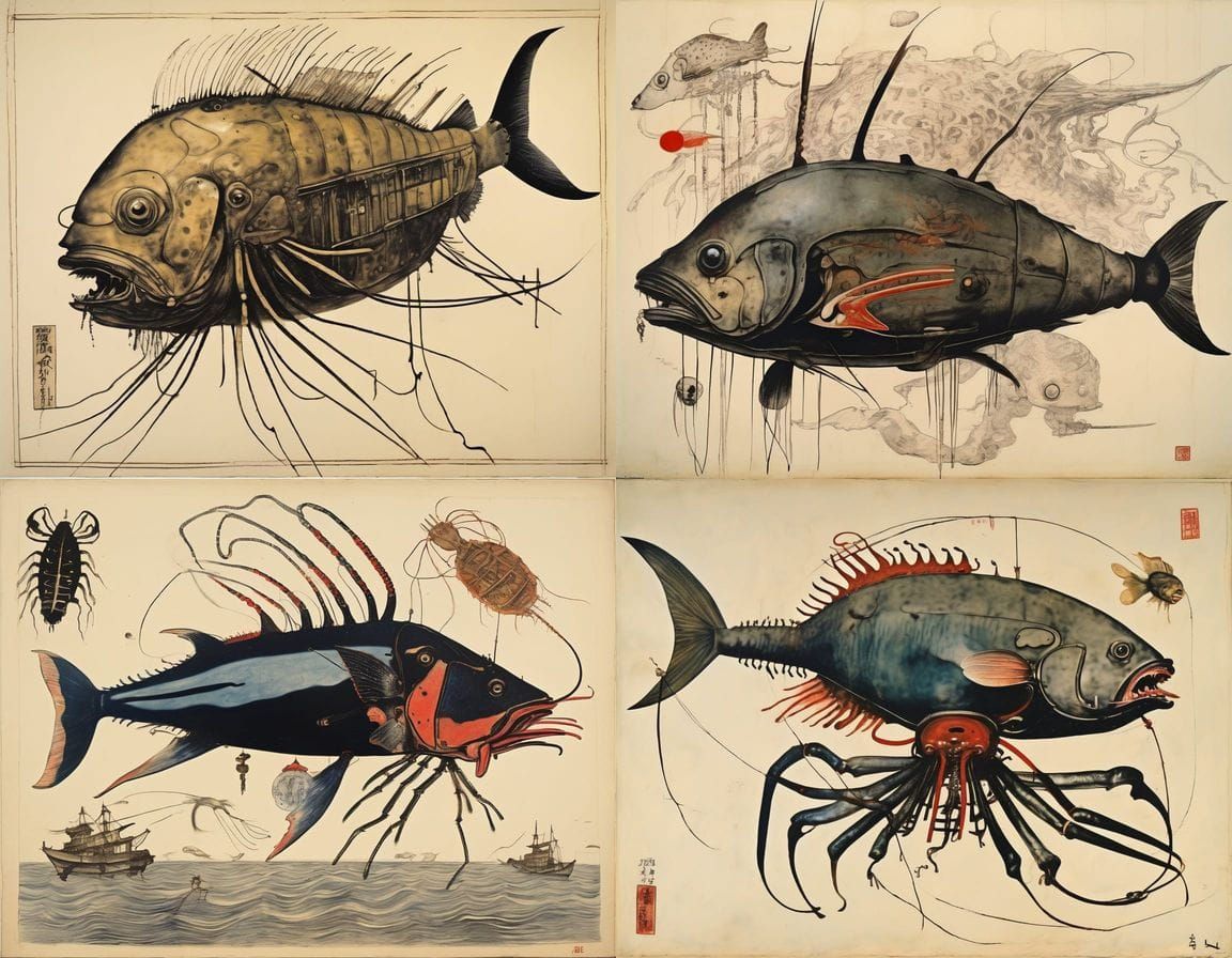 Surreal Japanese Hybrid Creature in Dali-Inspired Art