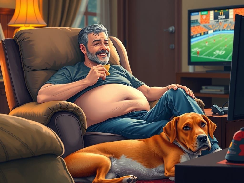 Relaxed Father in Recliner, Rockwell Style