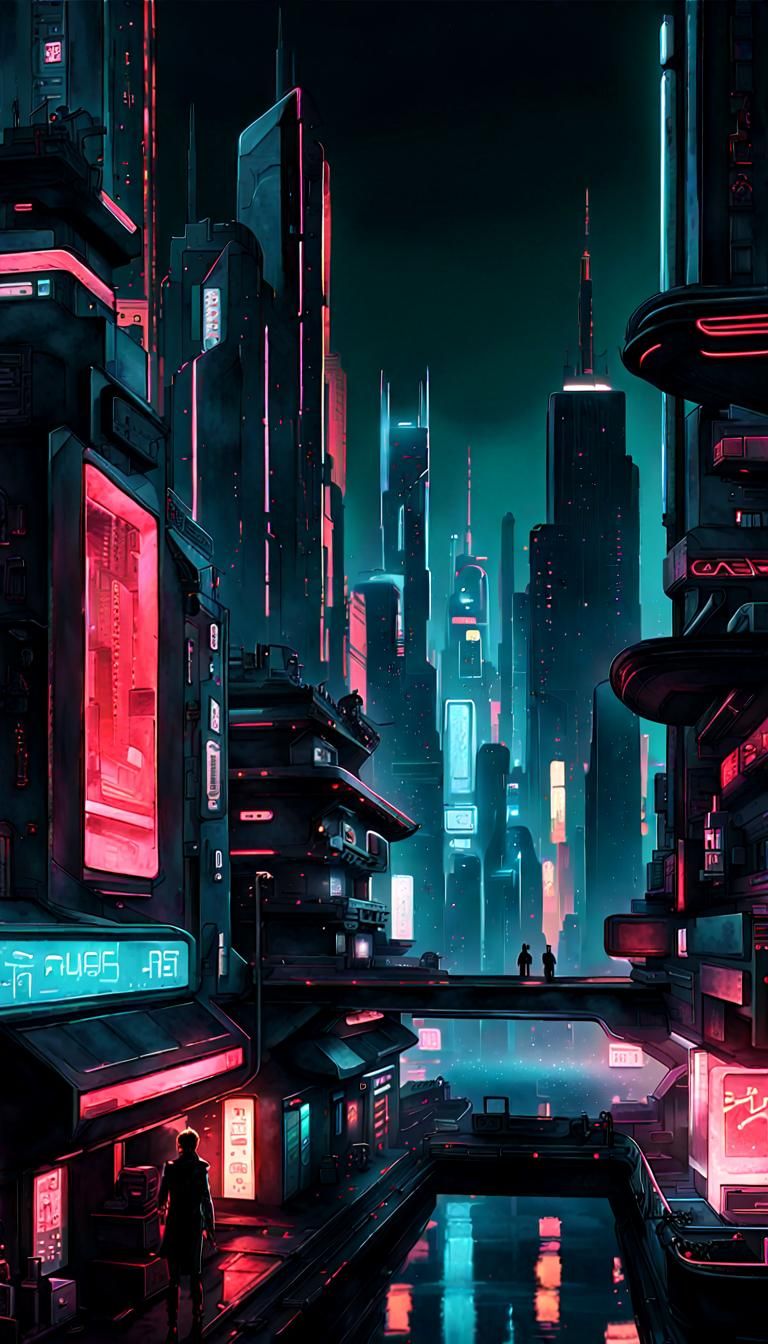 Cyberpunk Cityscape Unveiled at Night