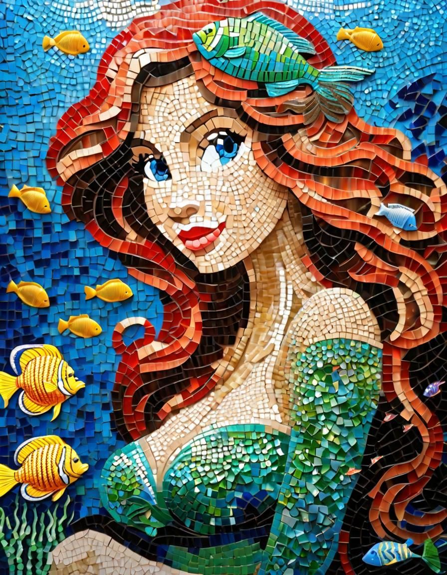 Ariel the little Mermaid Mosaic Portrait