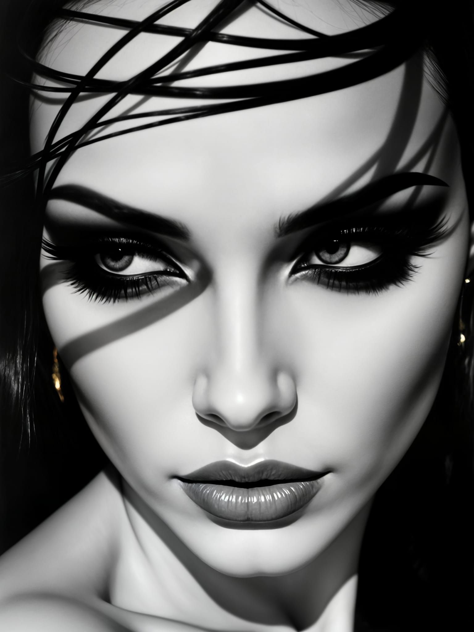 Abstract Black and White Portrait of Woman