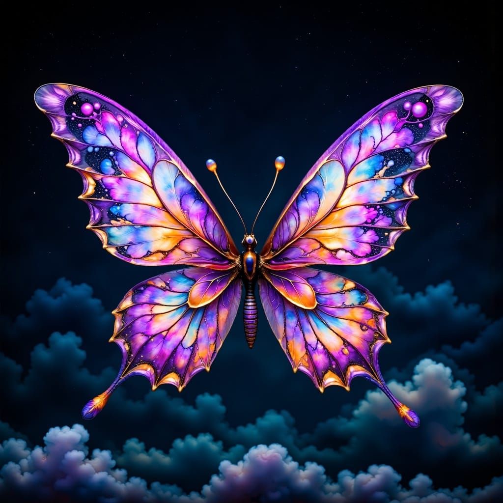 Fireworks Butterfly in Dreamlike Surrealist Style