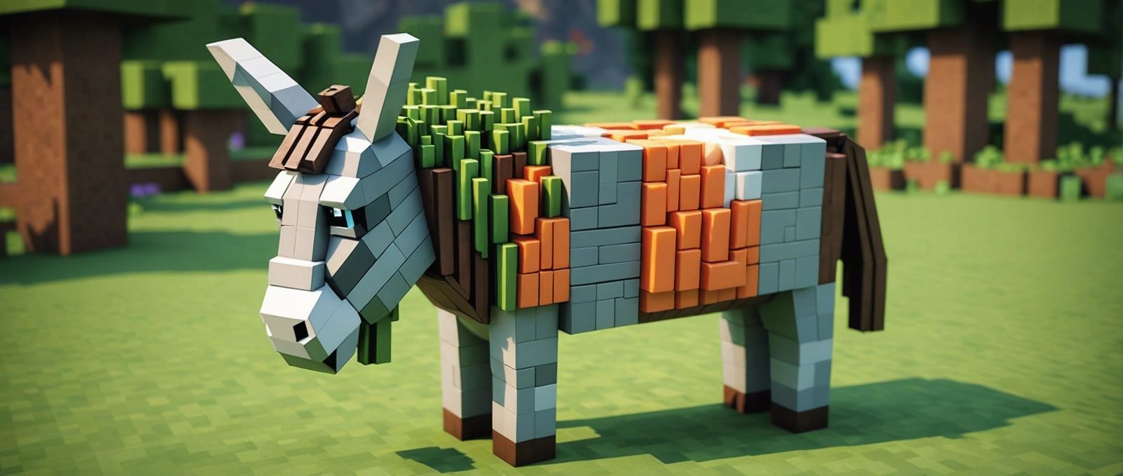 Minecraft Donkey and Root Vegetables in 3D