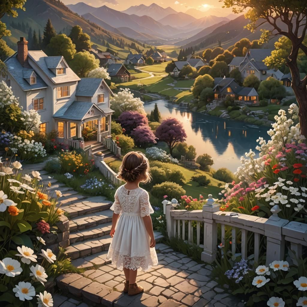 Enchanted Garden Scene in Detailed Matte Painting