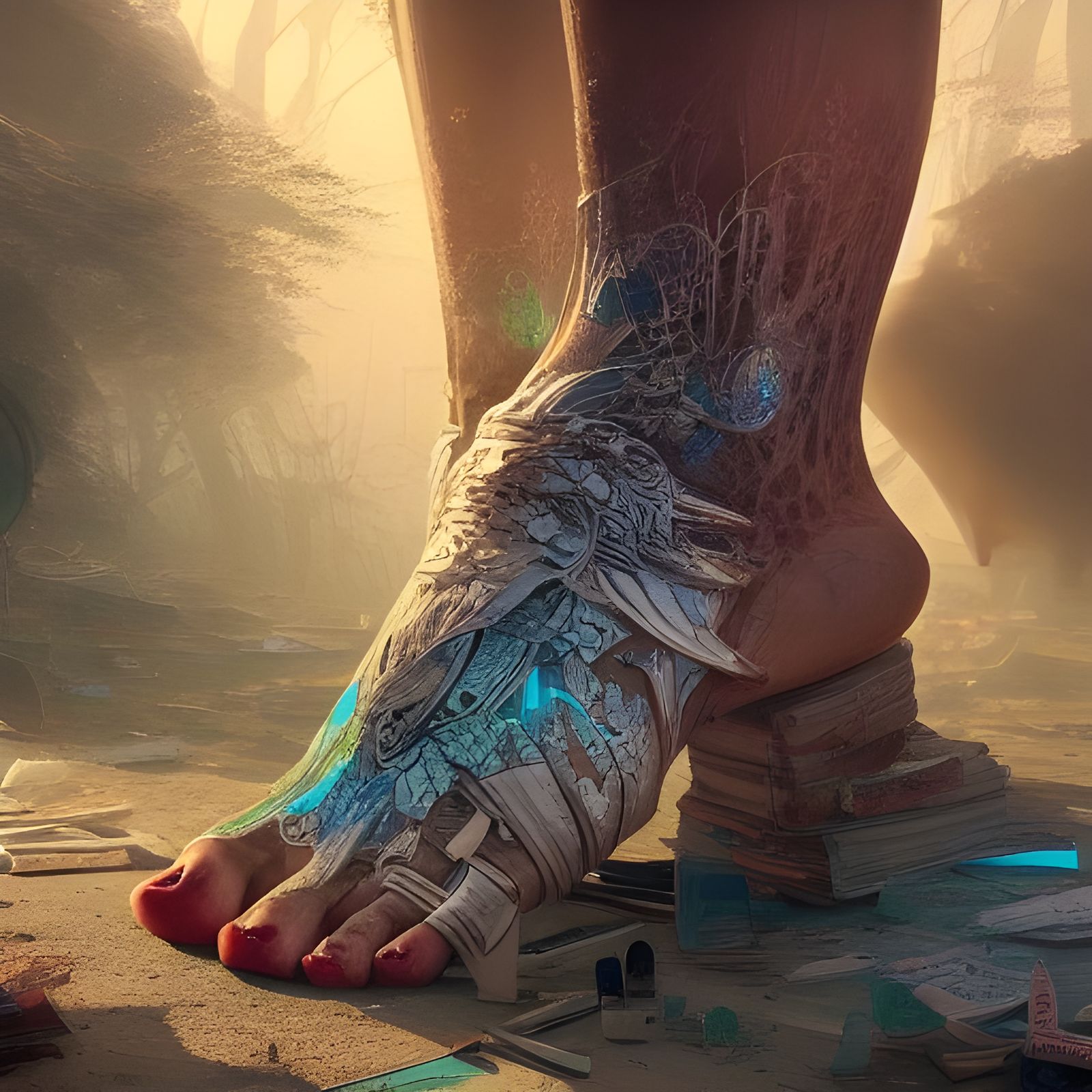 Detailed Foot Photograph in Fantasy Art Style