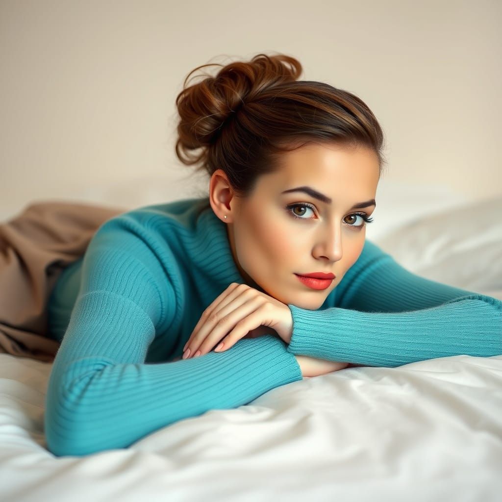 Elegant Woman with Updo in Dreamy Impressionist Style