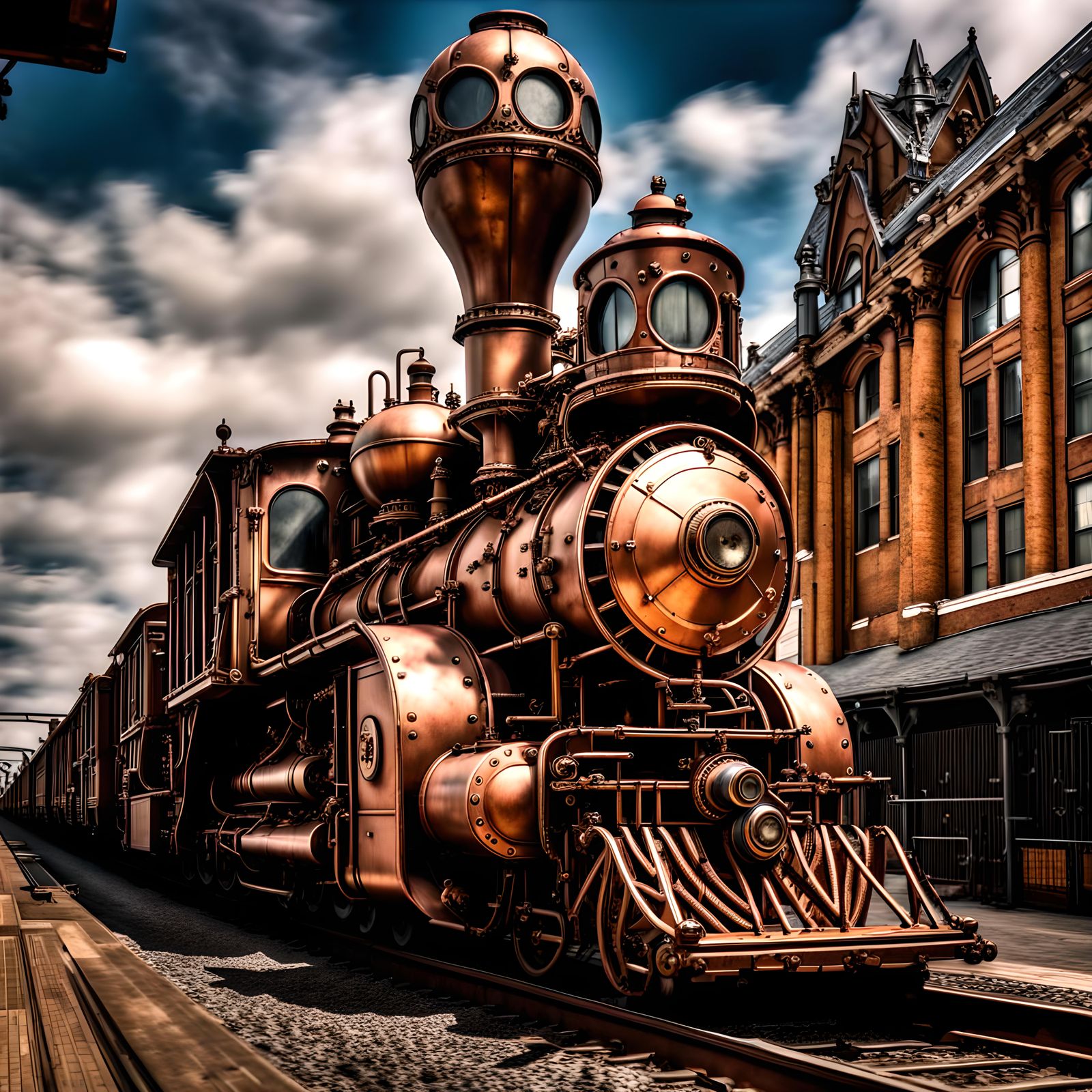 Copper steampunk train