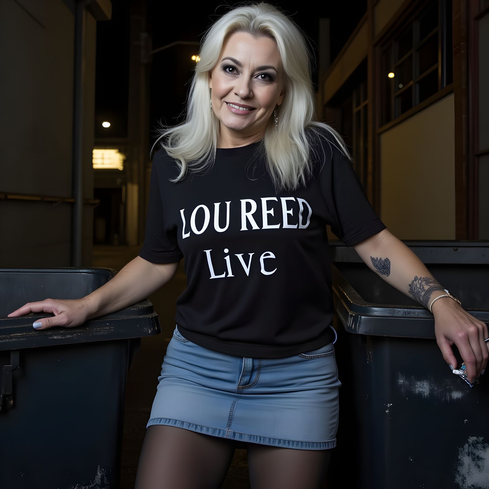 A Bleach Blonde Woman in a Dark Alley