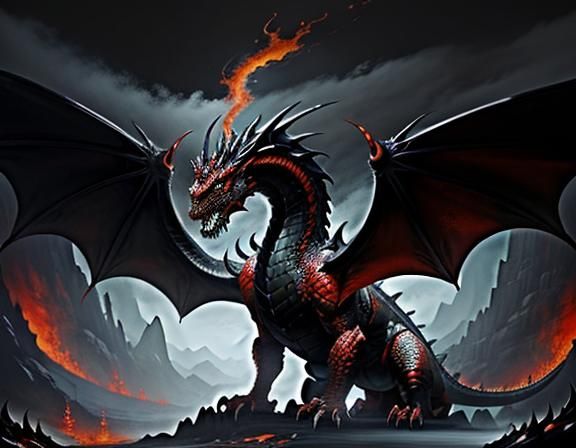 Fiery Dragon in Dynamic Fantasy Art Style