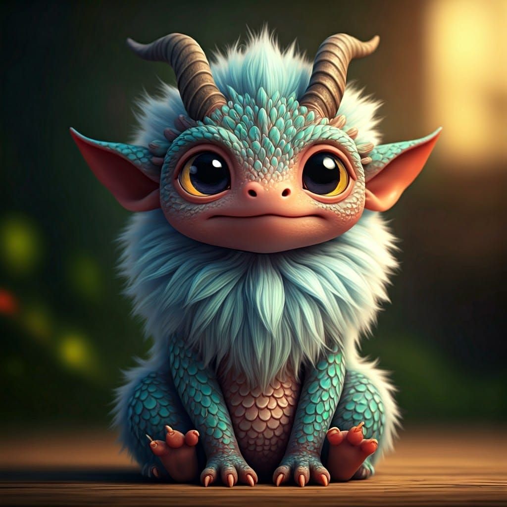 Adorable Mythical Chimera with Soft Fur and Scales
