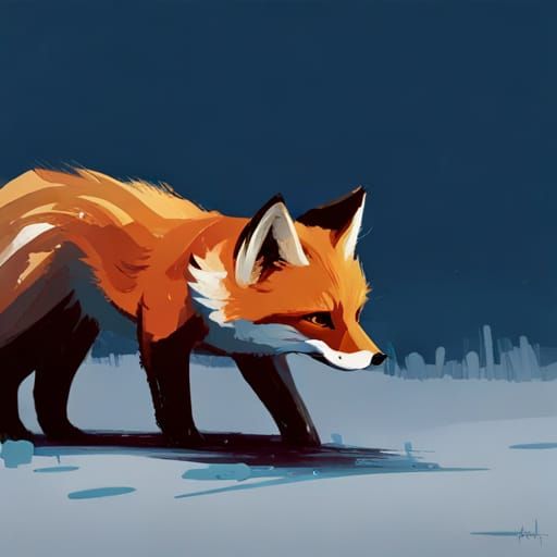 Majestic Fox in Oil Painting Style