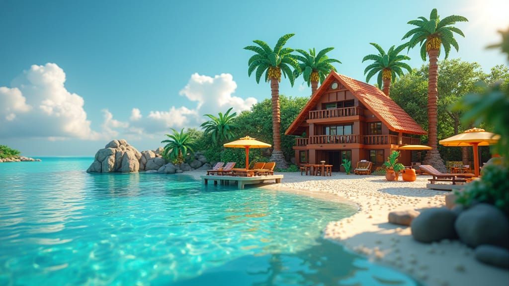 Vibrant Lego Summer Oasis by the Beach