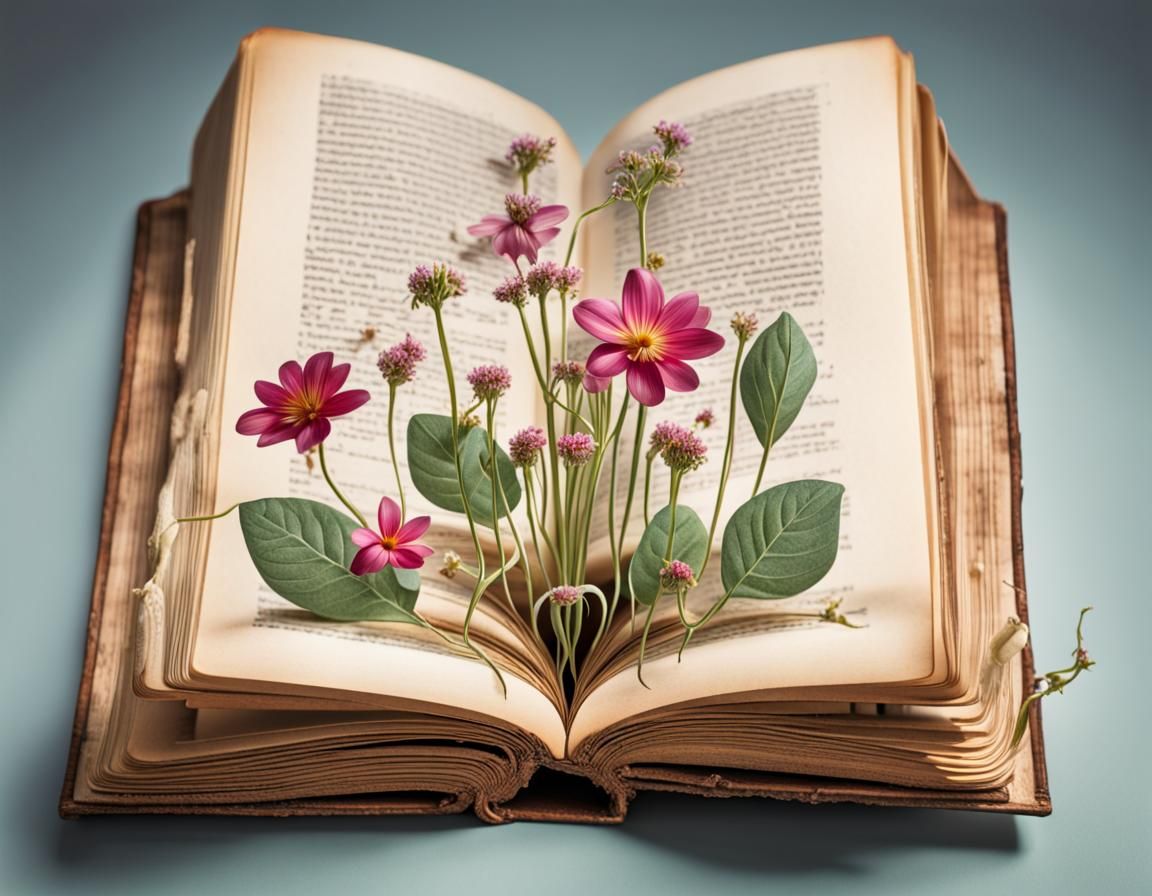 Exotic Botanical Book with Flowers