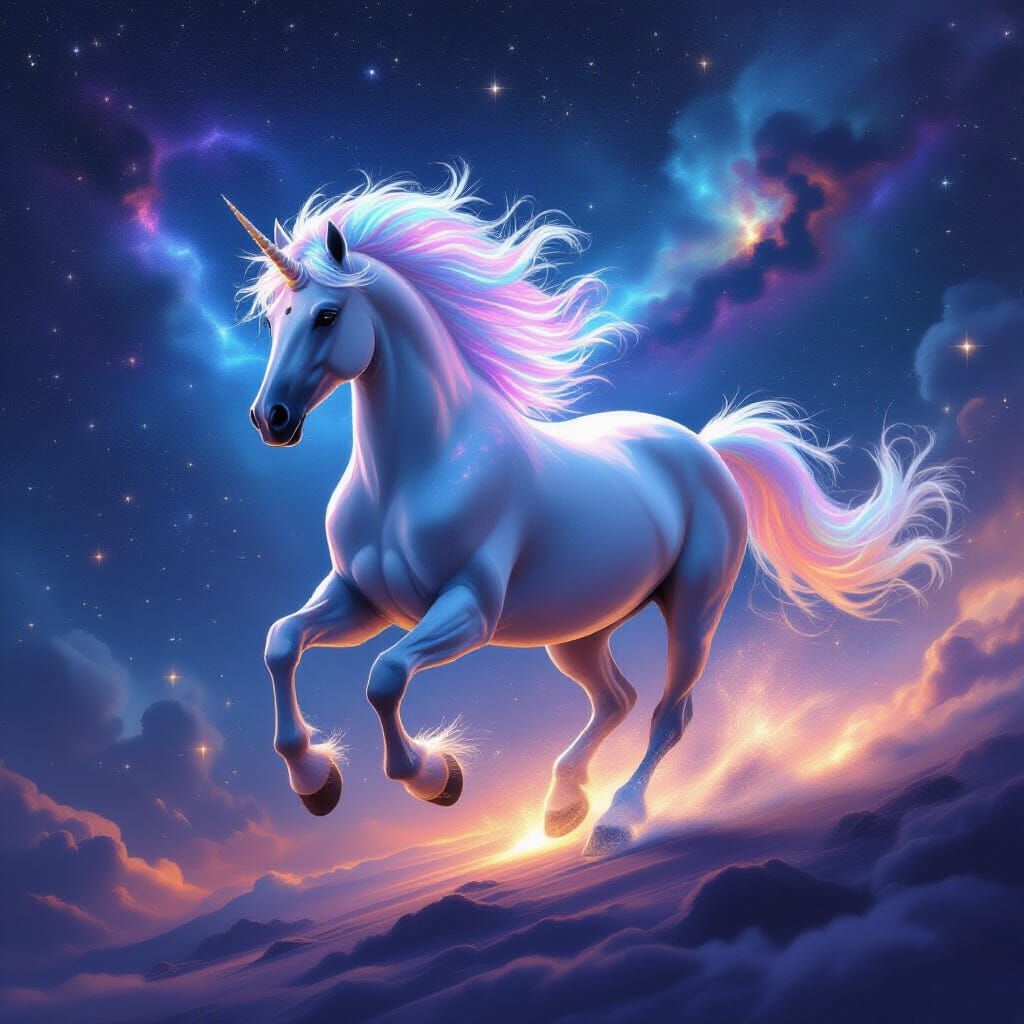 Celestial Horse Galloping Through Cosmic Sky