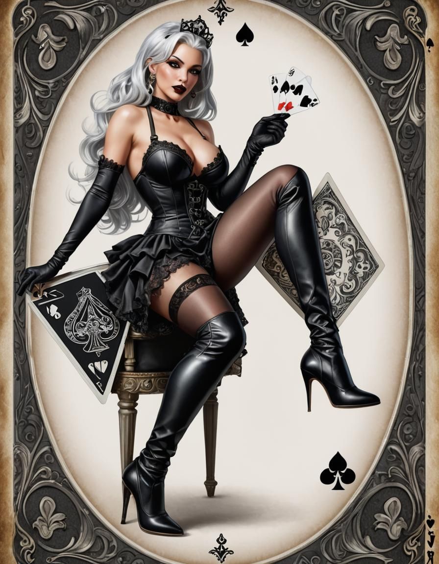 Ace of Spades Pinup in Hyperrealistic Style