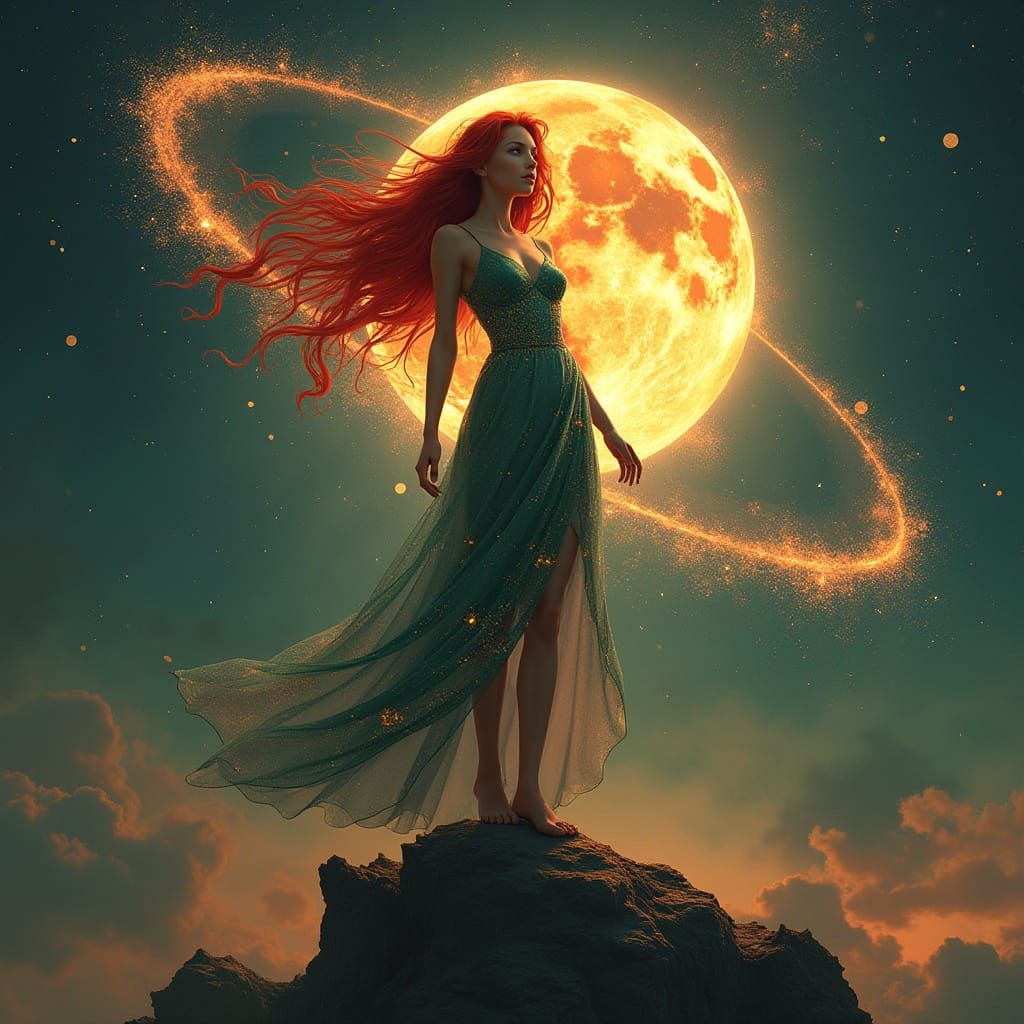 Celestial Enchantress Orbiting Collapsing Star, Hyperrealist...