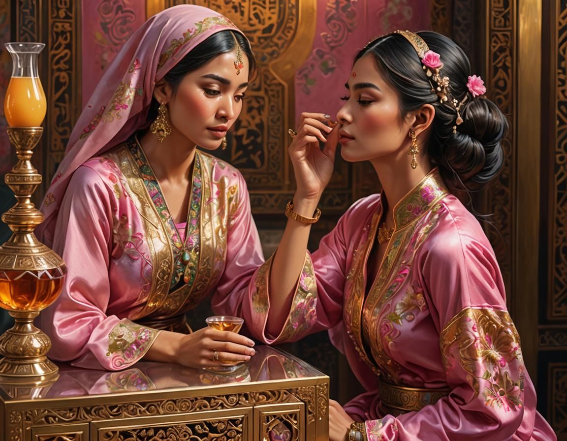 Oriental Perfume Scene in Hyperrealistic Digital Art