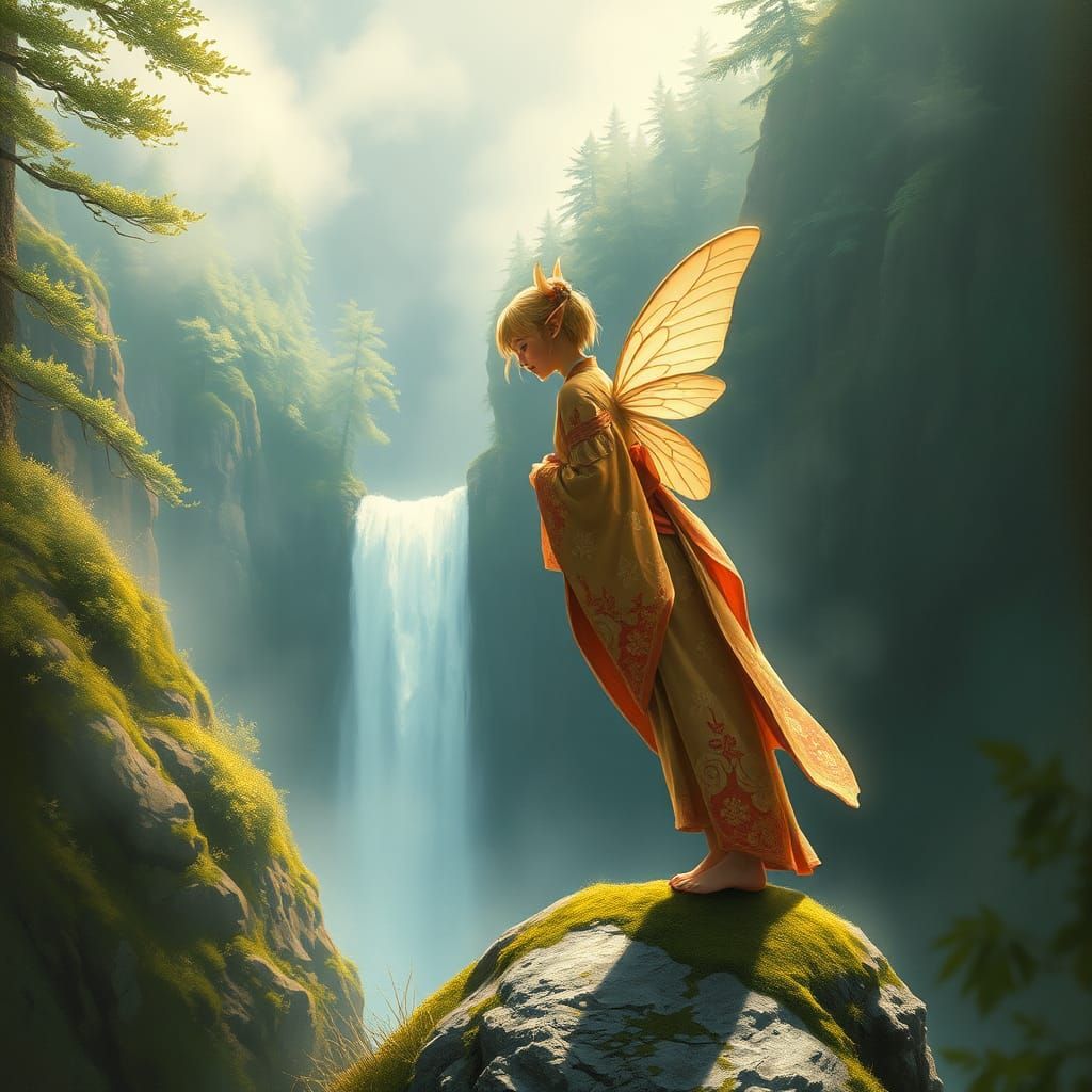 Fairy Elf in Japanese Landscape