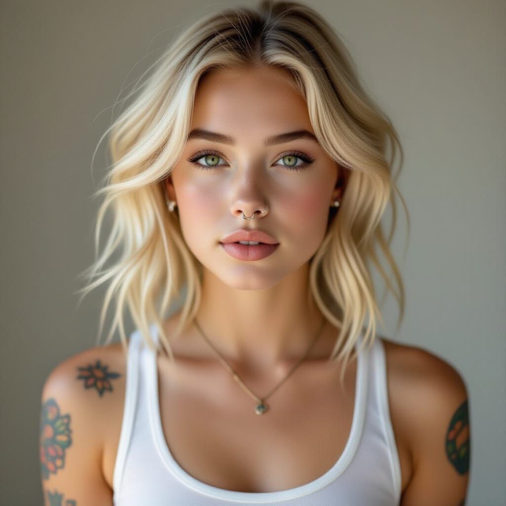 Hyperrealistic Portrait of Muscular Young Woman