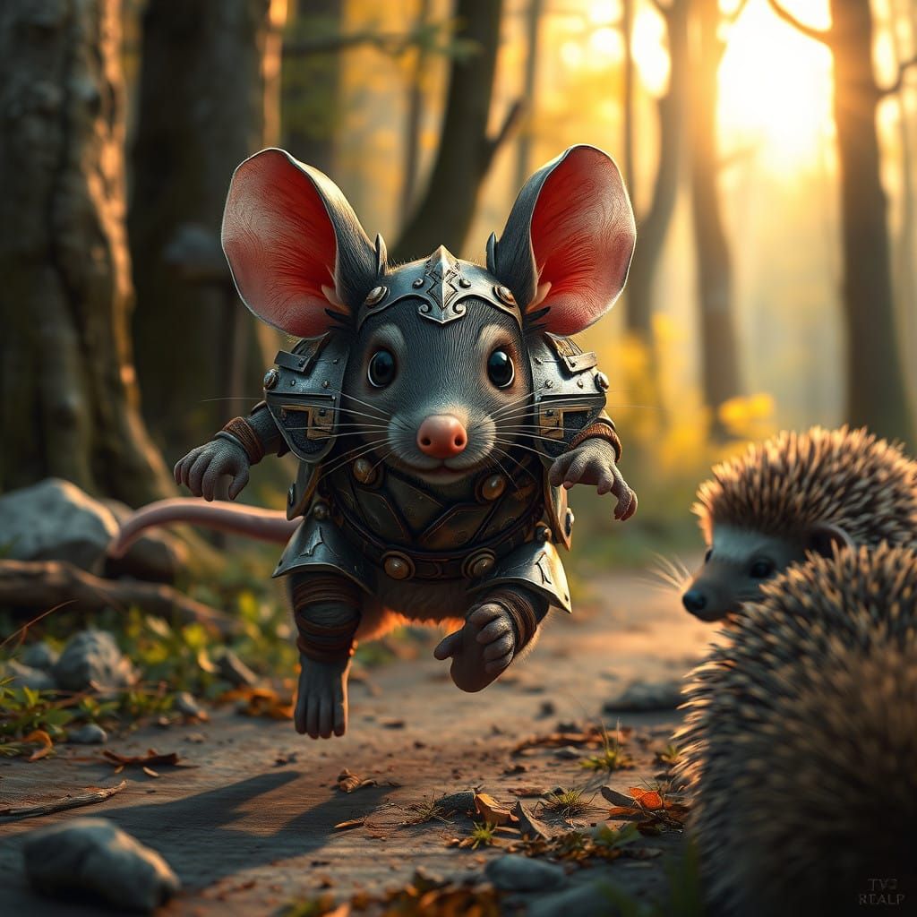 Regal Mouse in Full-Body Armor Charges a Hedgehog in a Whims...