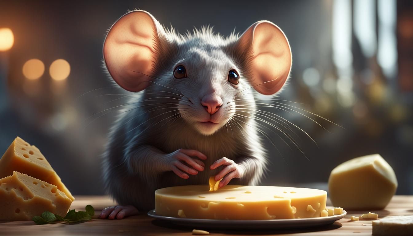 Mouse Feast: Detailed Portrait in Art Nouveau Style