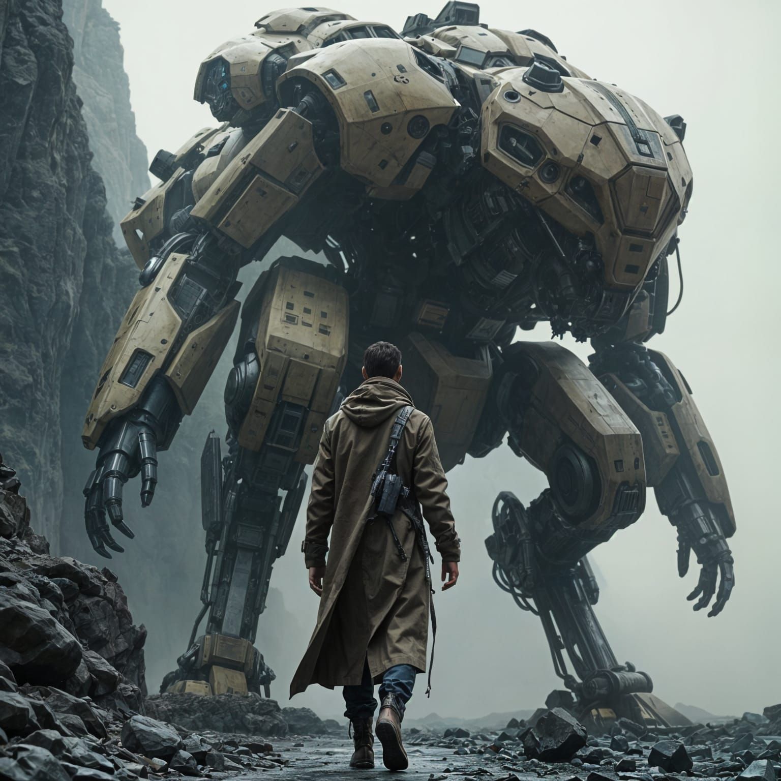 Sci-Fi Pilot and Giant Mechanical Bear Zoid