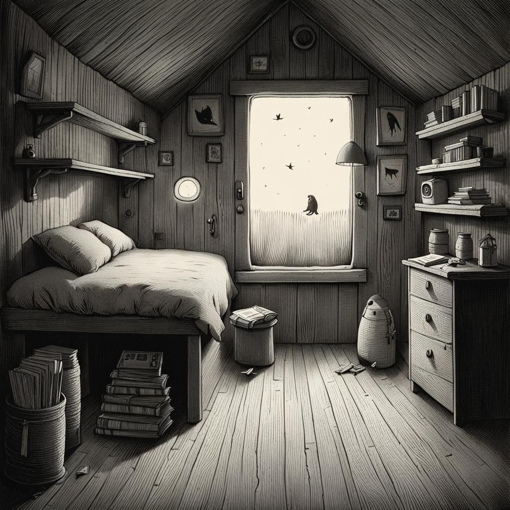 Ominous Ghostwriter Portrait in Tiny Cabin